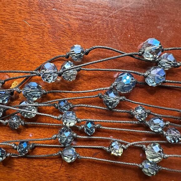 Chico’s Beaded Necklace Gray Blue Long Multi Strand Statement Beads Coastal 43" - Picture 11 of 15